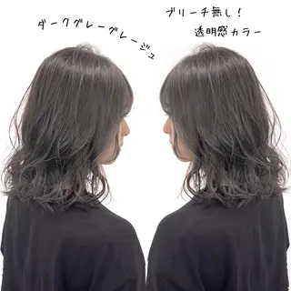 ミディアム カラー 柔らかbeige モトキのヘアスタイル