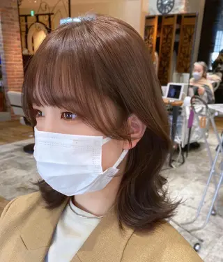 ミディアム カラー On所属・顔まわりカット🌟 くびれヘア/寺門遥輝のヘアスタイル