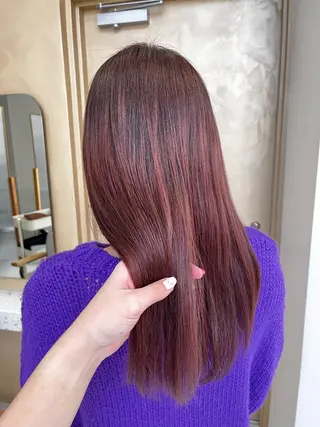 セミロング カラー ヘアアレンジ 🥀暖色韓国ヘア💕 保科侑花のヘアスタイル