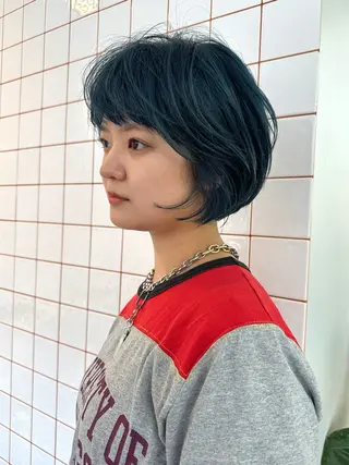 ショート カラー ボブ/レイヤー/ケア パーマ/リュウタのヘアスタイル