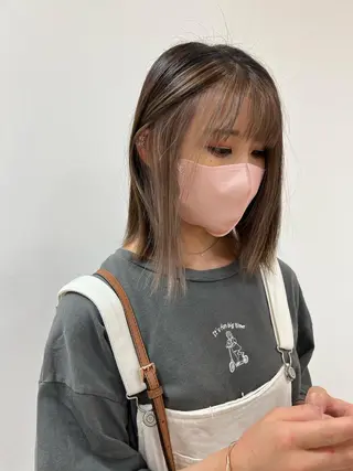 ミディアム カラー ハイトーン/ウルフ /レイヤー/坂野幸伸のヘアスタイル