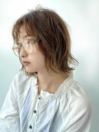 ミディアム カラー ボブ・レイヤーカット 吉敷航一のヘアスタイル