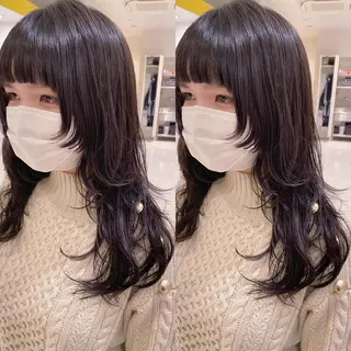 セミロング カラー HOLON池袋所属・ウルフカット ハッシュカット/七海のヘアスタイル