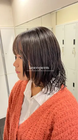 ミディアム パーマ パーマ/ボブ/ ヘルシーカラー/風花のヘアスタイル