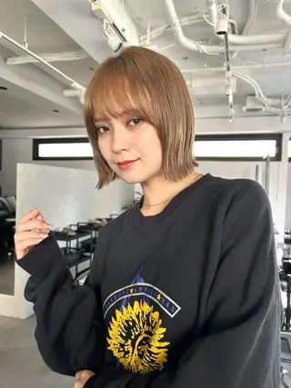 ショート カラー 結べるくびれボブ/透 明感カラーtaigaのヘアスタイル