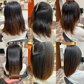 セミロング パーマ Aile所属・酸性ストレート／カラ ー/山下高明のヘアスタイル