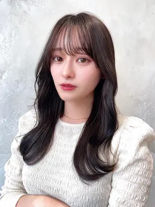 セミロング カラー 顔周り/くびれヘア 韓国ヘア💕風間るなのヘアスタイル