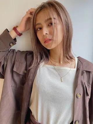 ミディアム カラー すぎもと さき⚡️ 朝ラク・*パーマのヘアスタイル