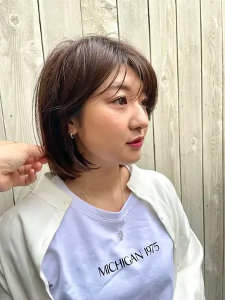ショート カラー 上品レイヤー/ボブ /艶カラー 山川廉弥のヘアスタイル