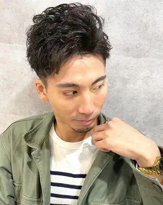 ショート パーマ メンズ 骨格整形カット/ ショート✂️堀夢哉のヘアスタイル