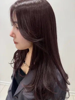 ロング カラー 韓国レイヤーカット/ くすみカラー/モモのヘアスタイル