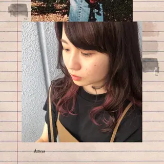 セミロング カラー なつき/艶ピンク/ girly hairのヘアスタイル