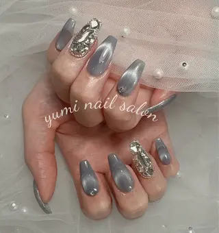 ネイル Shineジェル& チップ長さだしのネイルデザイン