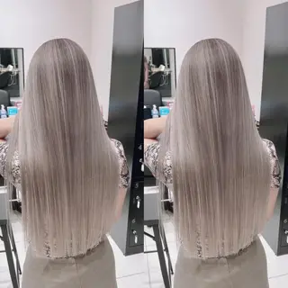 ロング カラー オフホワイトアンドなんば所属・福西 洋斗のヘアスタイル