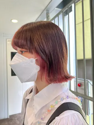ショート カラー ハイトーン&髪質改善 &韓国エクステ🤎のヘアスタイル