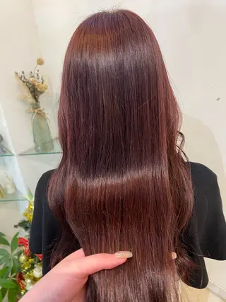 セミロング カラー ブリーチしない暖色 カラー🥀杉 優菜のヘアスタイル