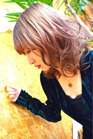 ミディアム カラー パーマ ヘアアレンジ belle chambreイブカのその他イメージ