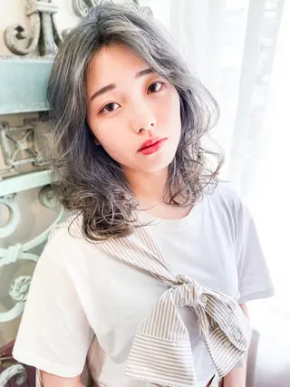 セミロング カラー パーマ ヘアアレンジ メンズ 表参道Lise おおいしおりのヘアスタイル