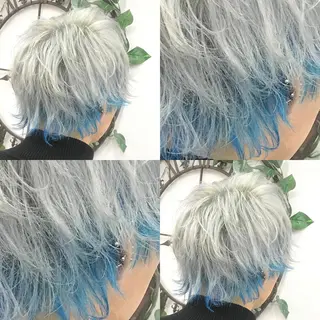 ショート カラー メンズ ハイトーン💫 エクステ💫maiのヘアスタイル