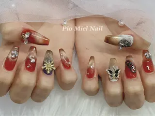 ロング カラー HANA 長さだしのネイルデザイン