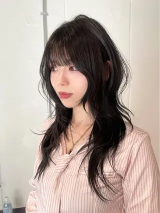 ミディアム カラー パーマ ハッシュカット/ 韓国ヘア☽⋰mahoのヘアスタイル