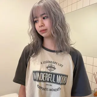 ミディアム 舟橋耀/ブリーチカラ ー/レイヤーカットのヘアスタイル