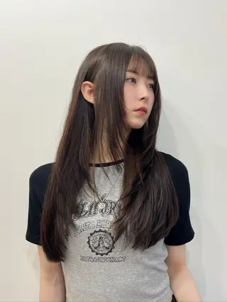 ロング カラー 透明感×髪質改善🧸 韓国ヘア　武田涼のヘアスタイル