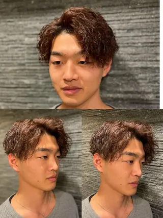 ミディアム パーマ メンズ カット指名No1漆原 聡のヘアスタイル