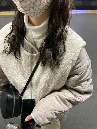 セミロング パーマ 暖色カラー🍊 ボブ🌿顔周りcutのヘアスタイル