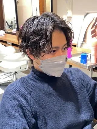 メンズ 透明感ブリーチ/ メンズパーマのヘアスタイル