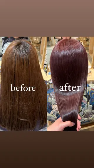 ミディアム カラー ボブ/レイヤー/ニュ アンスパーマ/小夏のヘアスタイル