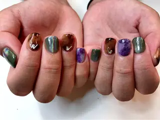 ミディアム カラー パーマ ヘアアレンジ キッズ ネイル マツエク・マツパ Sunny side nailのネイルデザイン