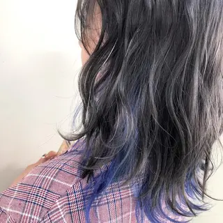 セミロング カラー エクステ ハイトーン 💭黒崎ハルカのヘアスタイル