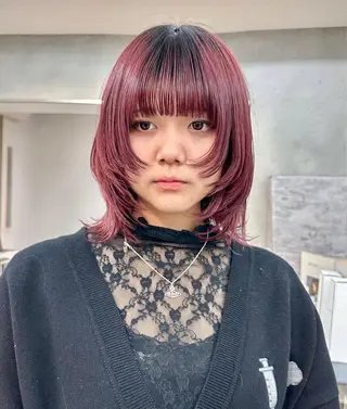 ミディアム レイヤー×ツヤカラー 渋谷/kougaのヘアスタイル