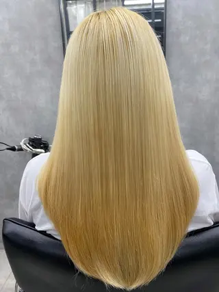 ロング ブリーチ縮毛矯正 ハイライト/石田悠斗のヘアスタイル