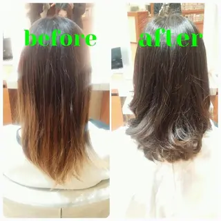 ミディアム セミロング カラー パーマ EARTH 池田　雄太のヘアスタイル