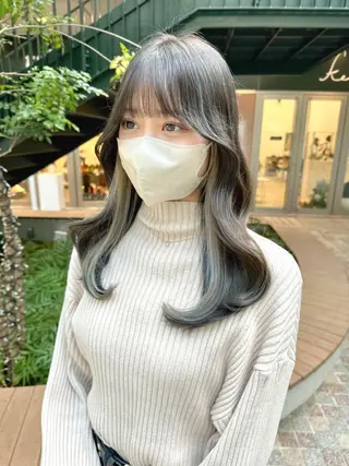 ロング カラー 顔周り似合わせ・巻け るレイヤー水谷航大のヘアスタイル