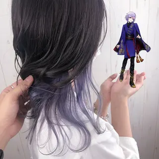 セミロング カラー ウルフカット 渋谷の人のヘアスタイル