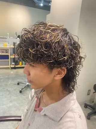 ショート パーマ メンズ パーマ特化/フェザー パーマシャドウ/真生のヘアスタイル