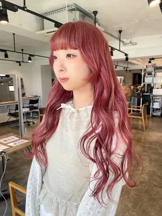 ロング カラー 暖色カラー🍒 ケアブリーチ/akiのヘアスタイル