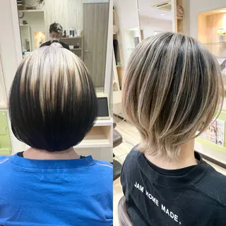 ミディアム カラー 🌈派手髪ハイトーン 🌈鈴木亮太🌈のヘアスタイル
