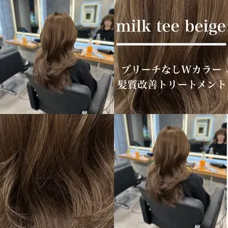 セミロング カラー 🫧ハイトーン🫧 ベージュ🫧徹哉のヘアスタイル