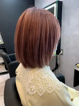 ミディアム カラー 透明感/ブリーチ縮毛 /髪質改善/星野純一のヘアスタイル