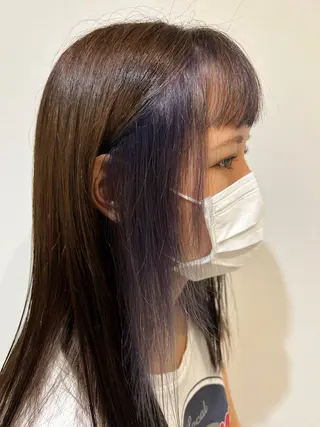 セミロング カラー 透明感韓国風🦋 寒色カラー🦋レイナのヘアスタイル