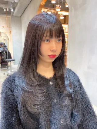 セミロング カラー レイヤー/韓国ヘア 縮毛矯正🫧鈴木颯のヘアスタイル