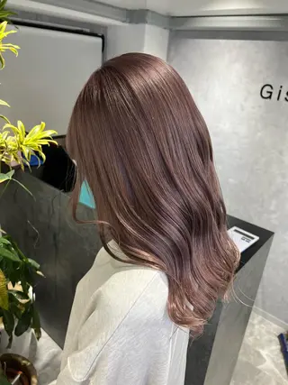 セミロング カラー mimiiy梅田 中崎町ハイトーンのヘアスタイル