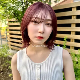 ミディアム カラー パーマ ヘアアレンジ メンズ 🫧ブリーチなし透明 感カラー🫧沼尻彩花のヘアスタイル