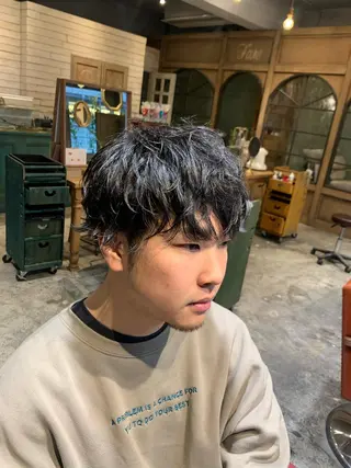 ミディアム メンズ ハイライト／レイヤー 木下翔太のヘアスタイル