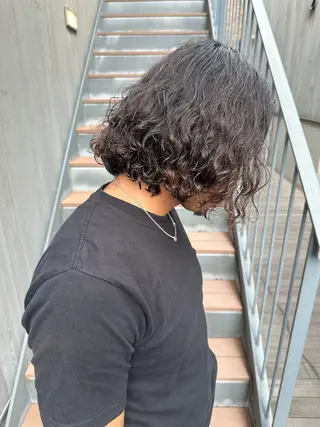 ミディアム パーマ メンズ 艶カラー/縮毛矯正/ ブリーチカラー/みなのヘアスタイル