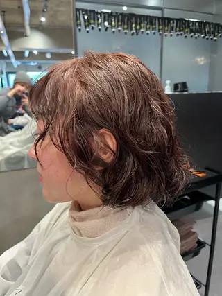 ミディアム パーマ 彩葉/ブリーチ/ カットモデル栄・伏見のヘアスタイル